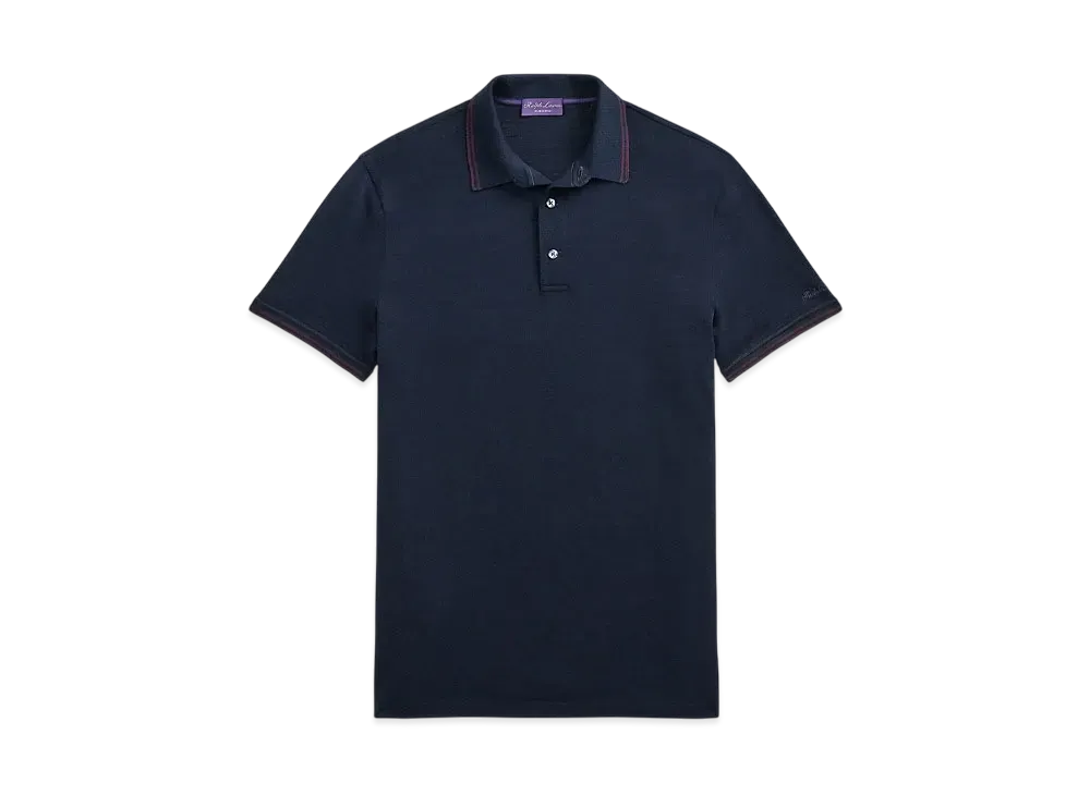 Ralph Lauren Purple Label Wool Pique Polo Shirt "Blue"