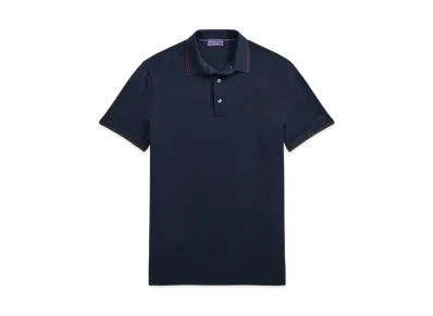 Ralph Lauren Purple Label Wool Pique Polo Shirt "Blue"