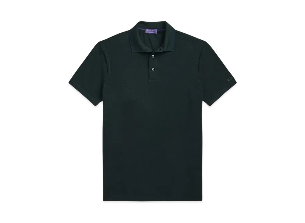 Ralph Lauren Purple Label Wool Pique Polo Shirt "Green"
