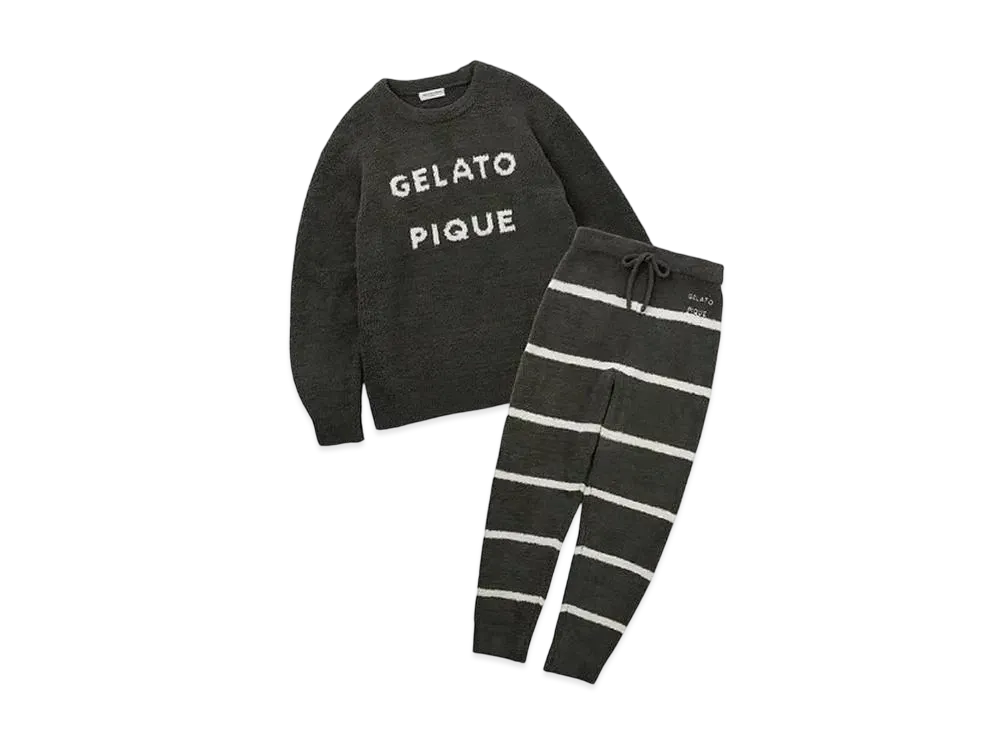 GELATO PIQUE HOMME Powder Logo Jacquard Pullover & Long Pants Set "Cool Grey"