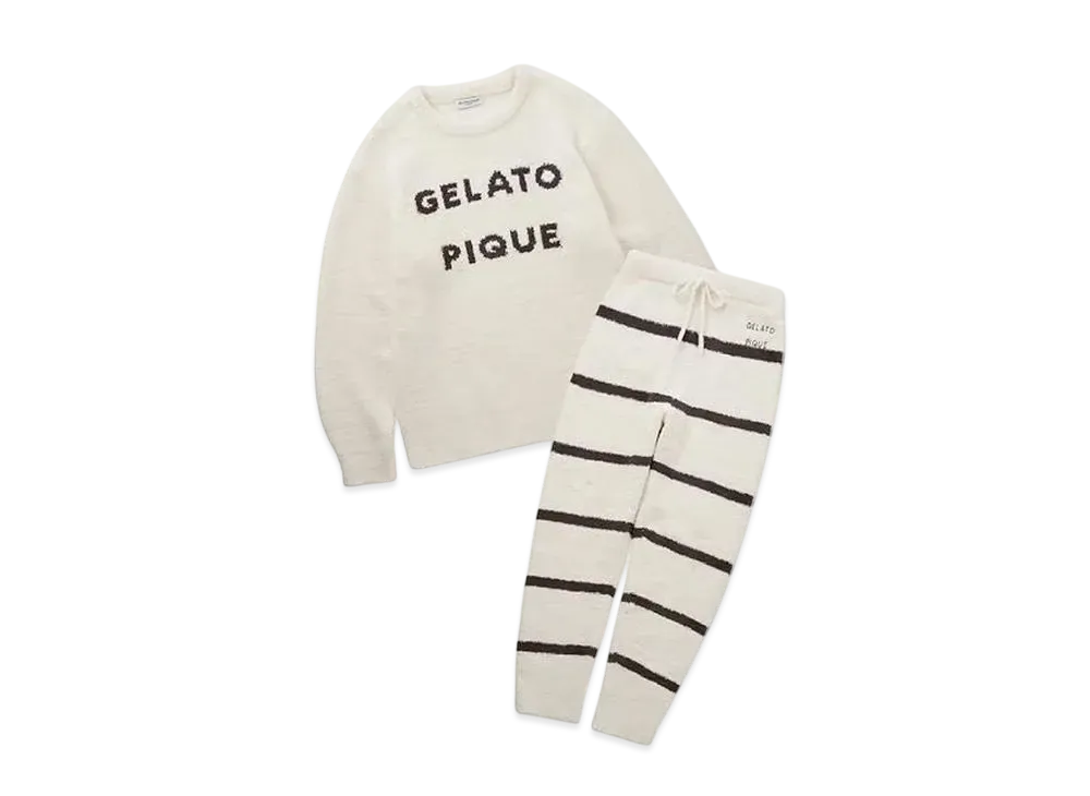 GELATO PIQUE HOMME Powder Logo Jacquard Pullover & Long Pants Set "Off White"