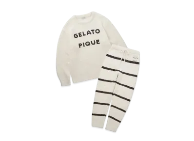 GELATO PIQUE HOMME Powder Logo Jacquard Pullover & Long Pants Set "Off White"