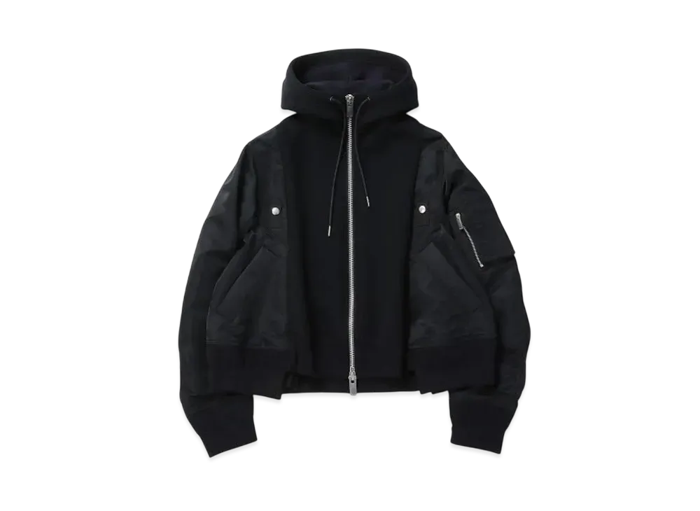 sacai Sponge Sweat x Nylon Twill Hoodie "Black"