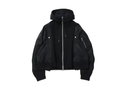 sacai Sponge Sweat x Nylon Twill Hoodie "Black"