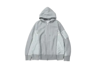 sacai Sponge Sweat x Nylon Twill Hoodie "Light Gray/Light Gray"
