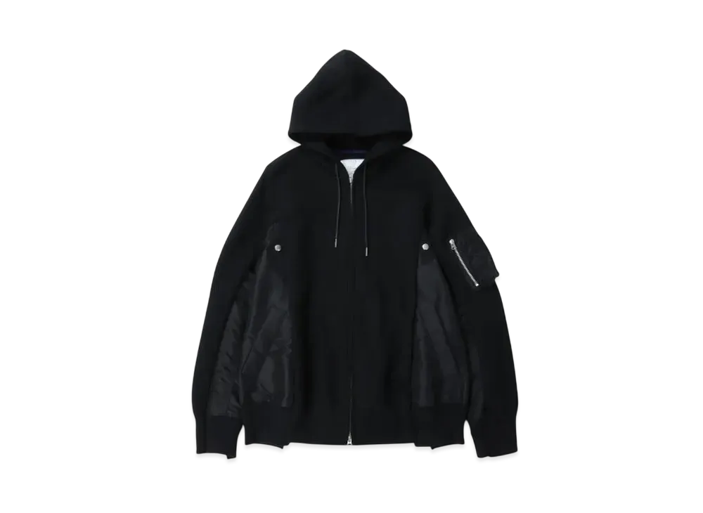 sacai Sponge Sweat x Nylon Twill Hoodie "Black/Black"
