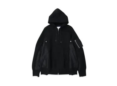 sacai Sponge Sweat x Nylon Twill Hoodie "Black/Black"