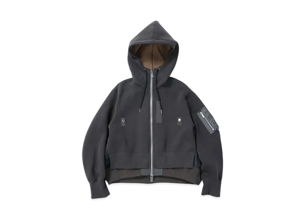 sacai Sponge Sweat x Nylon Twill Hoodie "Charcoal Gray/Charcoal Gray"