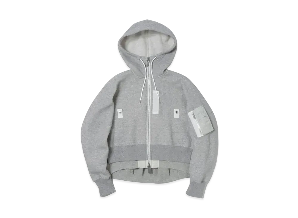 sacai Sponge Sweat x Nylon Twill Hoodie "Light Gray/Light Gray"