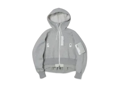 sacai Sponge Sweat x Nylon Twill Hoodie "Light Gray/Light Gray"