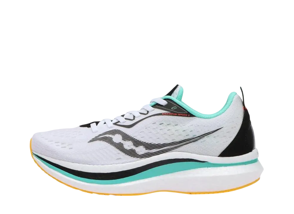 サッカニー ウィメンズ エンドルフィン スピード2 "ホワイト/ブラック/ビズ"