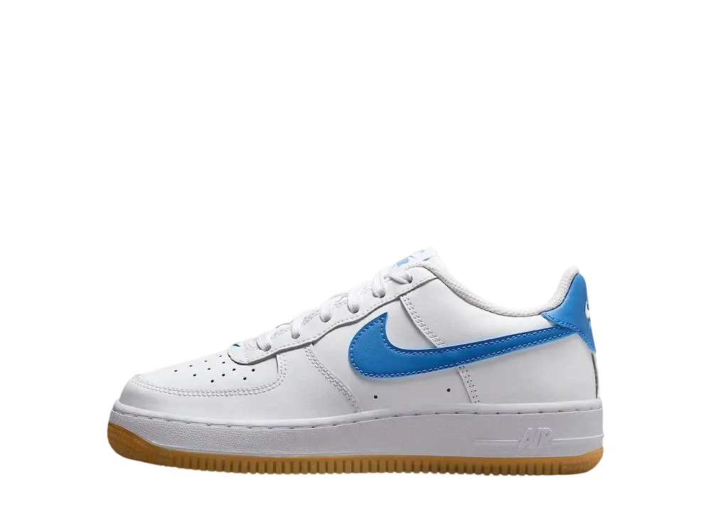 Nike GS Air Force 1 "White/Gum Light Brown/Blue Beyond"