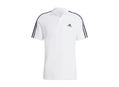adidas Essentials Pique Small Logo Embroidery Three Stripe Polo Shirt "White/Black"