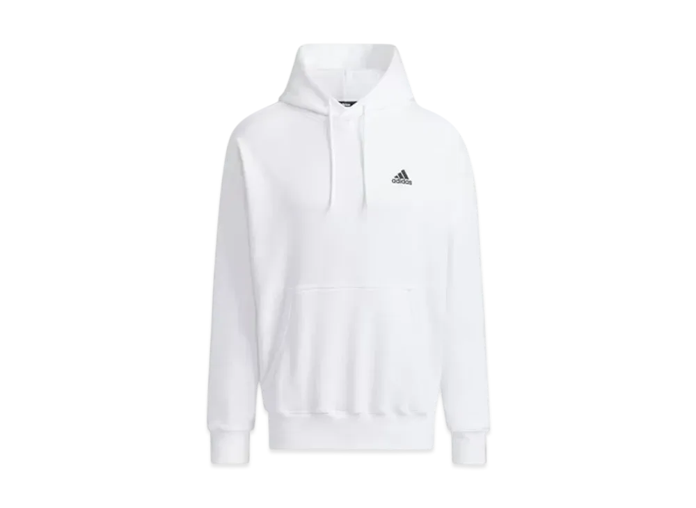 adidas Essentials Plus Loose Fit Small Logo French Terry Pullover Parka "White"