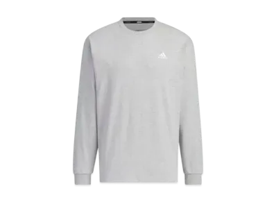 adidas Essentials Plus Loose Fit Small Logo Long Sleeve T-Shirt "Medium Grey Heather"