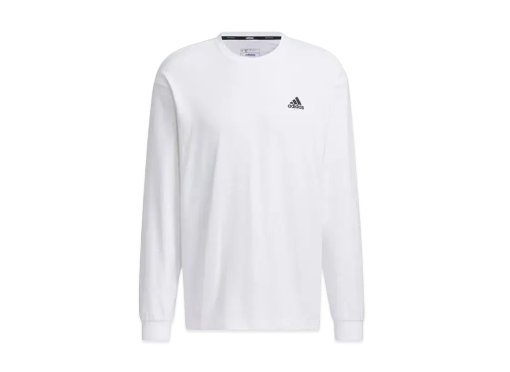 adidas Essentials Plus Loose Fit Small Logo Long Sleeve T-Shirt "White"