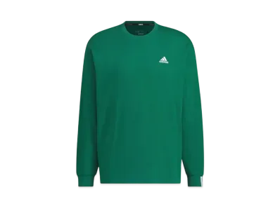 adidas Essentials Plus Loose Fit Small Logo Long Sleeve T-Shirt "Collegiate Green"