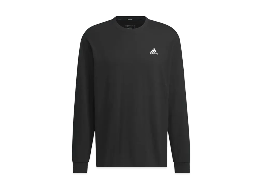 adidas Essentials Plus Loose Fit Small Logo Long Sleeve T-Shirt "Black"