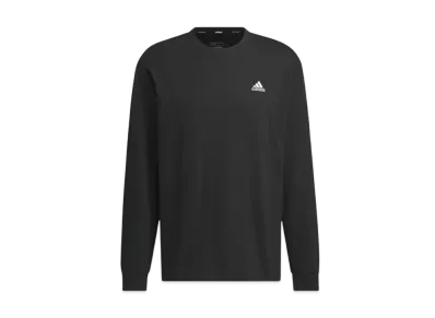 adidas Essentials Plus Loose Fit Small Logo Long Sleeve T-Shirt "Black"