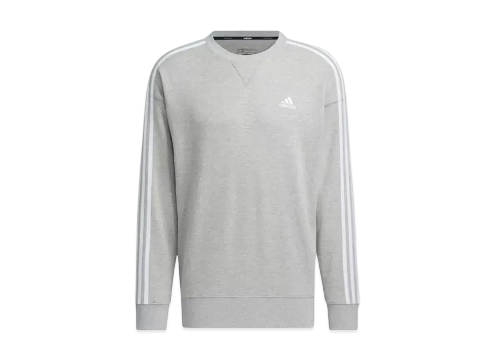 adidas Essentials Plus Loose Fit Three Stripes French Terry Sweatshirt "Medium Grey Heather"