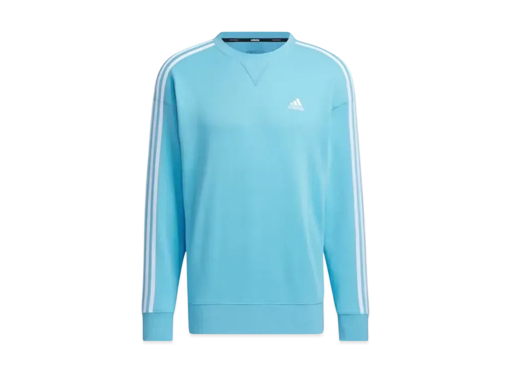 adidas Essentials Plus Loose Fit Three Stripes French Terry Sweatshirt "Semi Blue Burst"