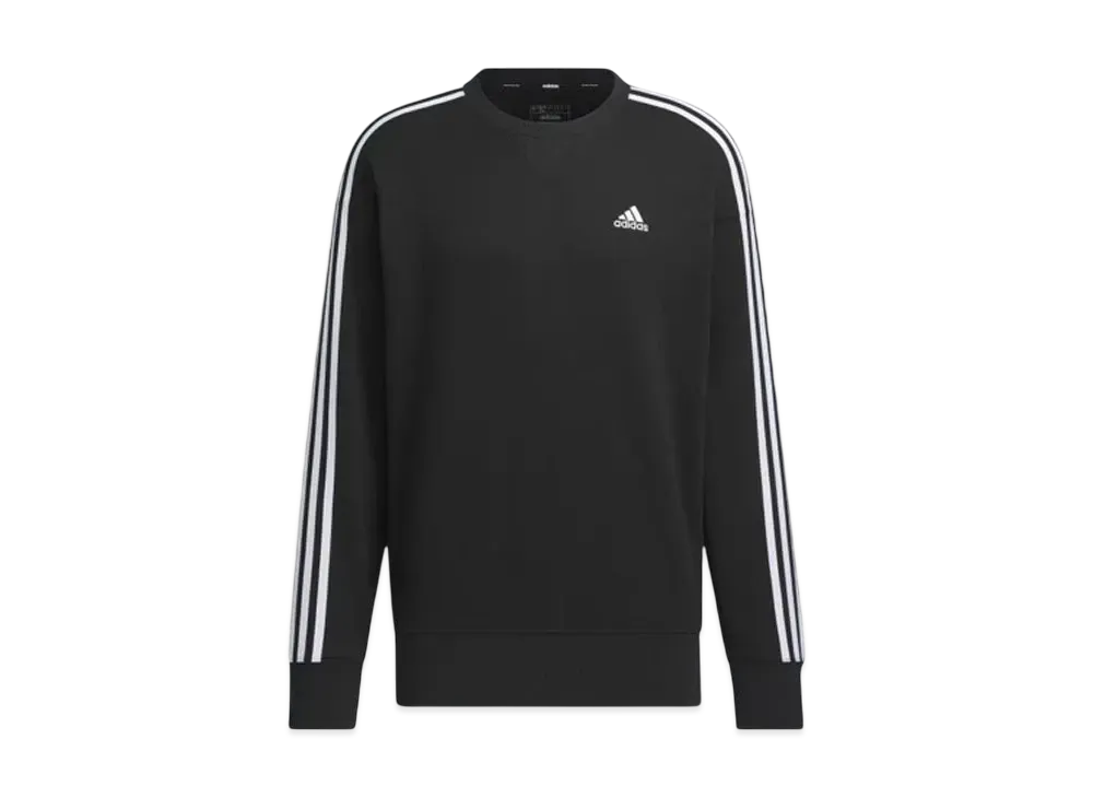 adidas Essentials Plus Loose Fit Three Stripes French Terry Sweatshirt "Black"