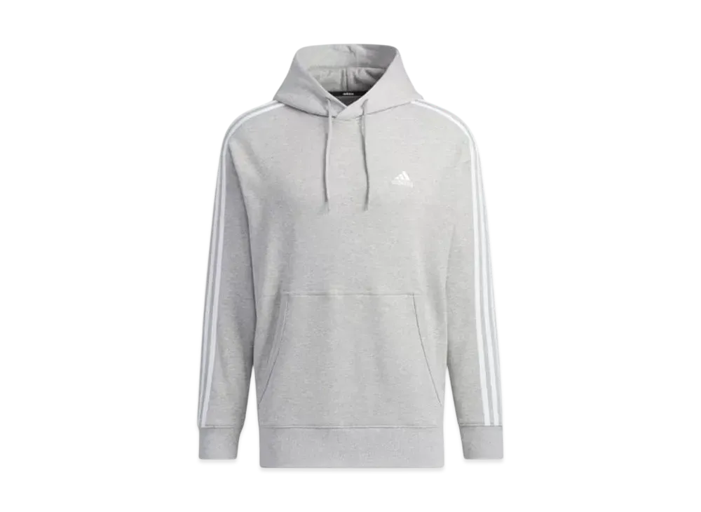 adidas Essentials Plus Loose Fit Three Stripes French Terry Pullover Parka "Medium Grey Heather"
