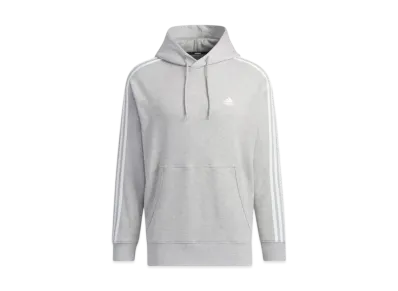 adidas Essentials Plus Loose Fit Three Stripes French Terry Pullover Parka "Medium Grey Heather"