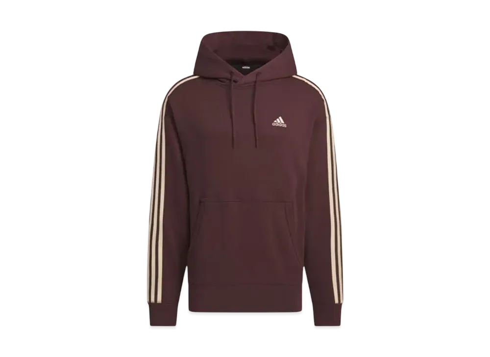 adidas Essentials Plus Loose Fit Three Stripes French Terry Pullover Parka "Shadow Brown"