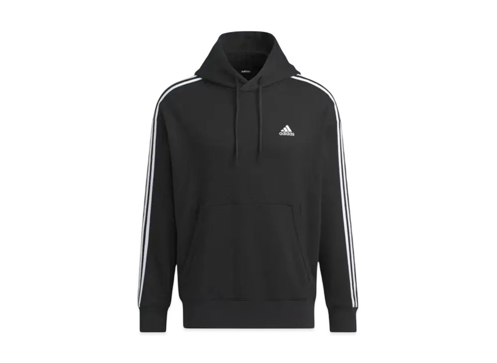 adidas Essentials Plus Loose Fit Three Stripes French Terry Pullover Parka "Black"