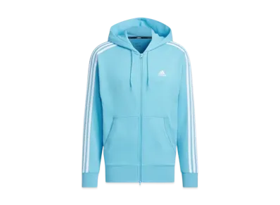 adidas Essentials Plus Loose Fit Three Stripes French Terry Full Zip Parka "Semi Blue Burst"