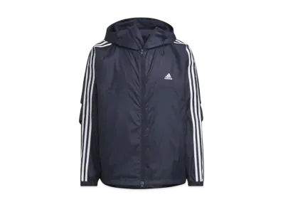 adidas Essentials Plus Loose Fit Three Stripes Mesh Lined Windbreaker Jacket "Legend Ink"