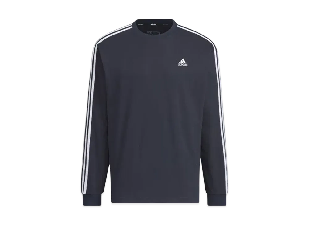 adidas Essentials Plus Loose Fit Three Stripes Long Sleeve T-Shirt "Legend Ink"