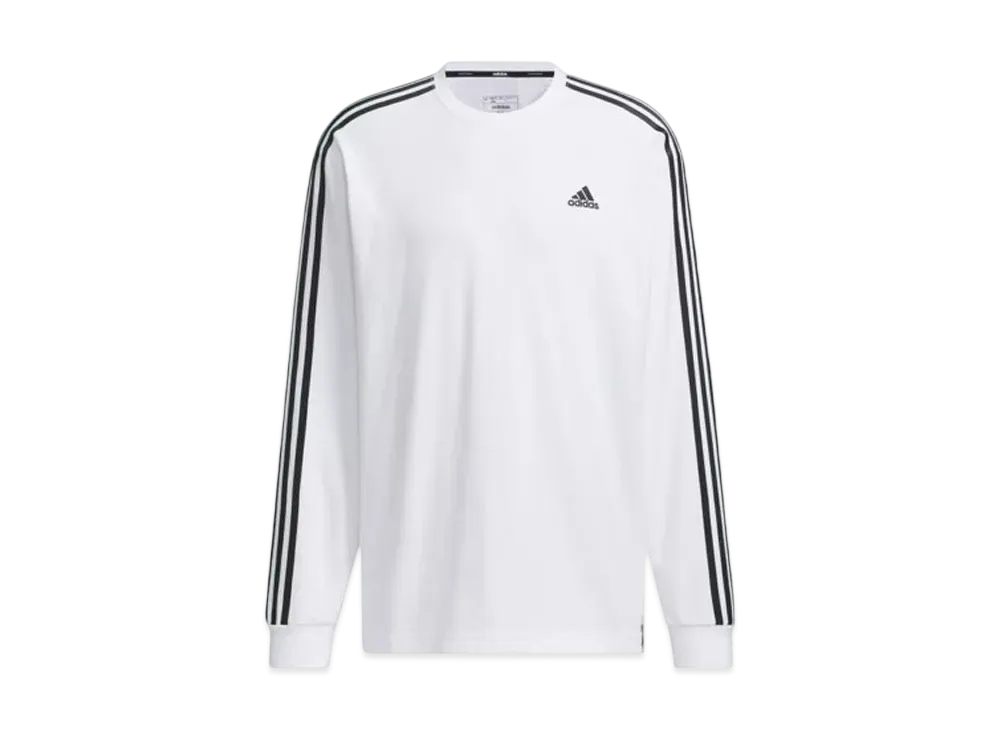 adidas Essentials Plus Loose Fit Three Stripes Long Sleeve T-Shirt "White"