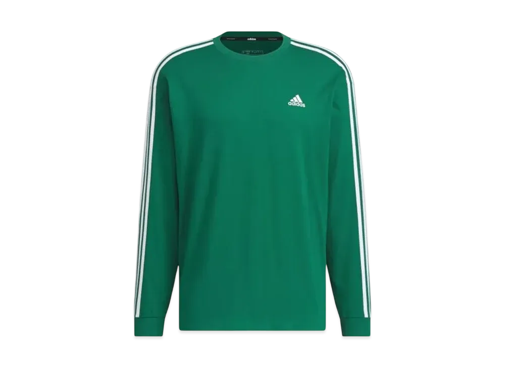 adidas Essentials Plus Loose Fit Three Stripes Long Sleeve T-Shirt "Collegiate Green"