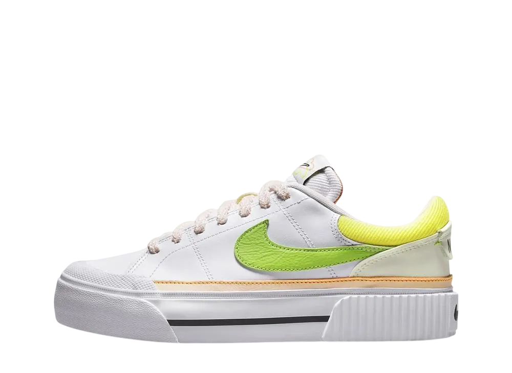 Nike Women's Court Legacy Lift "White/Pearl Pink/Opti Yellow/Action Green"