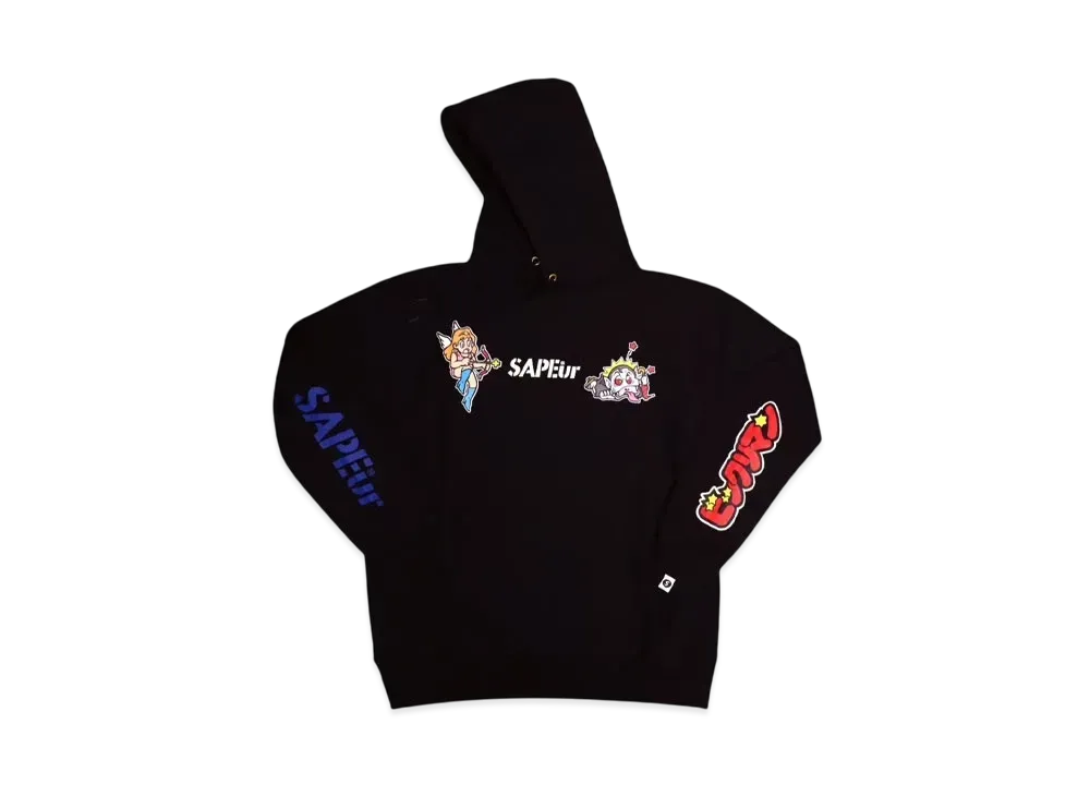 SAPEur x Bikkuriman Youth Hoodie Head Rococo "Black"