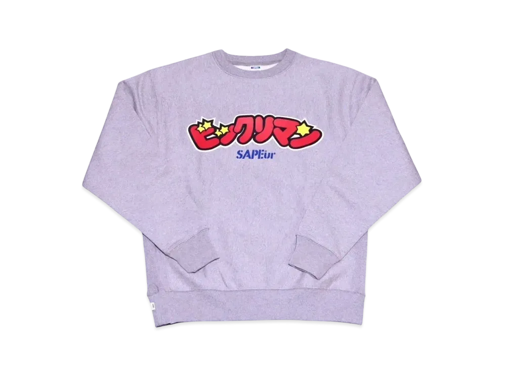 SAPEur x Bikkuriman Youth Logo Crew Neck "Gray"