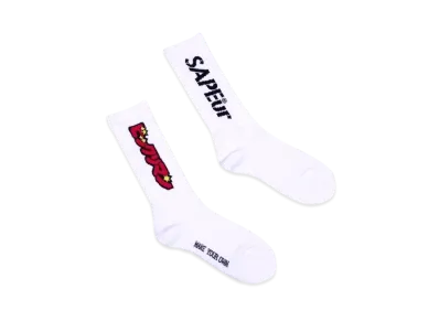 SAPEur x Bikkuriman Youth Logo Crew Socks "White"