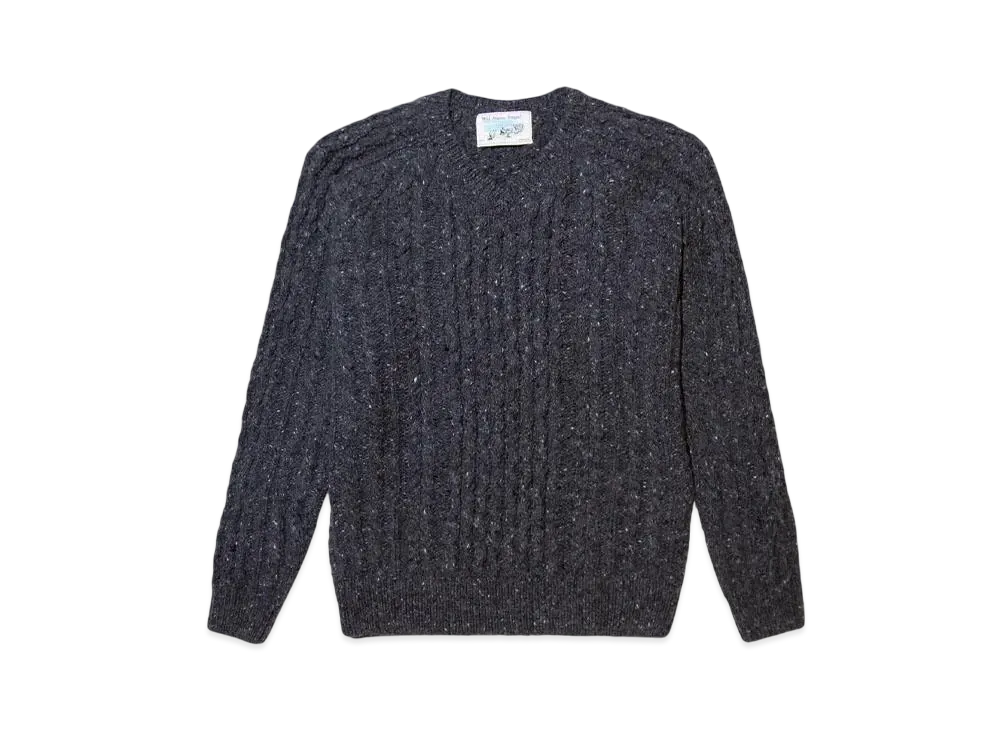 Noah V-Neck Donegal Fisherman Sweater "Hether Grey"