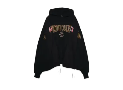 DISCOVERED LOOPING WIDE COLLEGE HOODIE with IRON CROSS CROCHET_ver.01 "BLACK"
