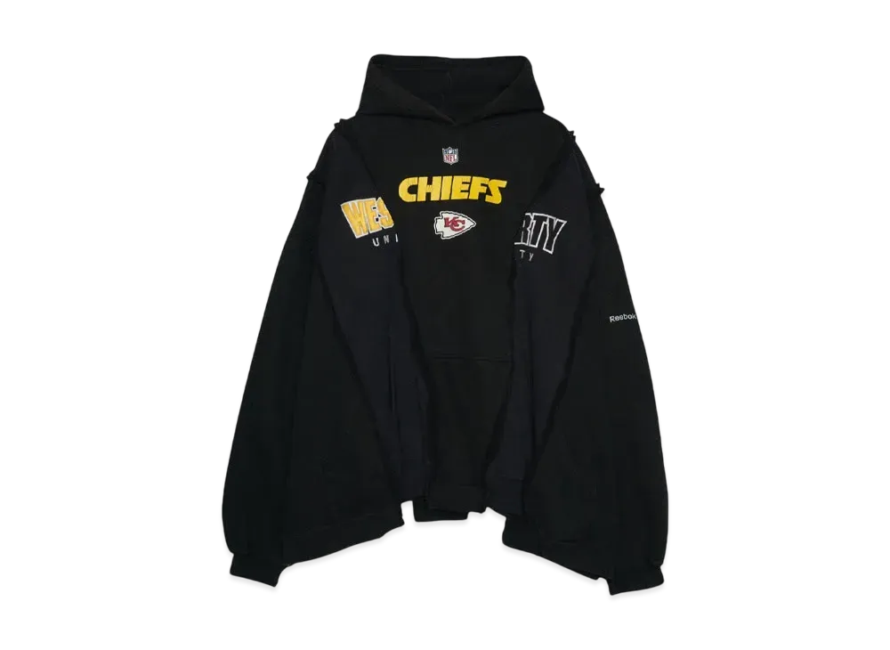 DISCOVERED LOOPING WIDE COLLEGE HOODIE with IRON CROSS CROCHET_ver.01 "BLACK"