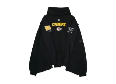 DISCOVERED LOOPING WIDE COLLEGE HOODIE with IRON CROSS CROCHET_ver.01 "BLACK"