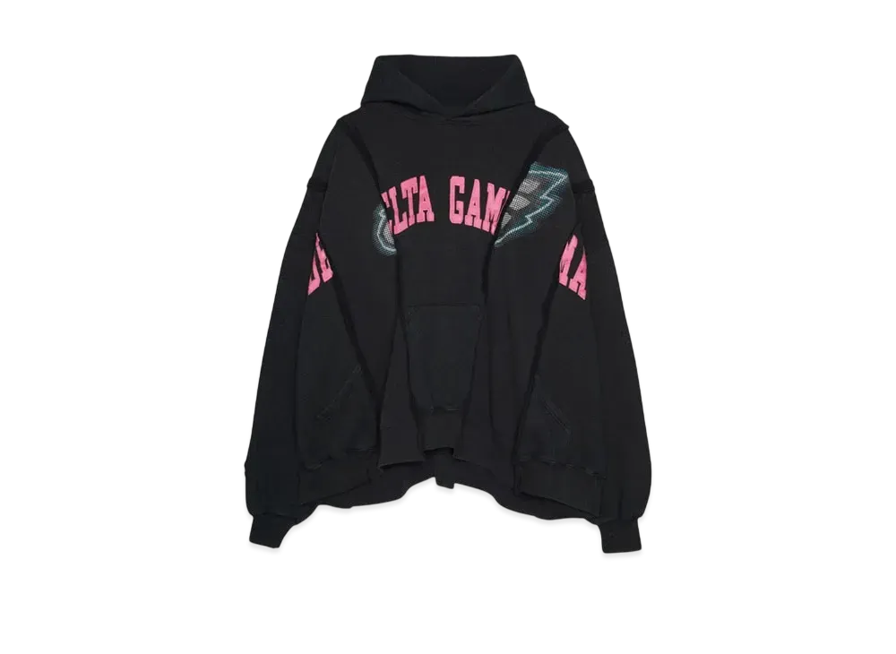 DISCOVERED LOOPING WIDE COLLEGE HOODIE with IRON CROSS CROCHET_ver.01 "BLACK"