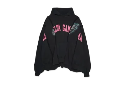 DISCOVERED LOOPING WIDE COLLEGE HOODIE with IRON CROSS CROCHET_ver.01 "BLACK"