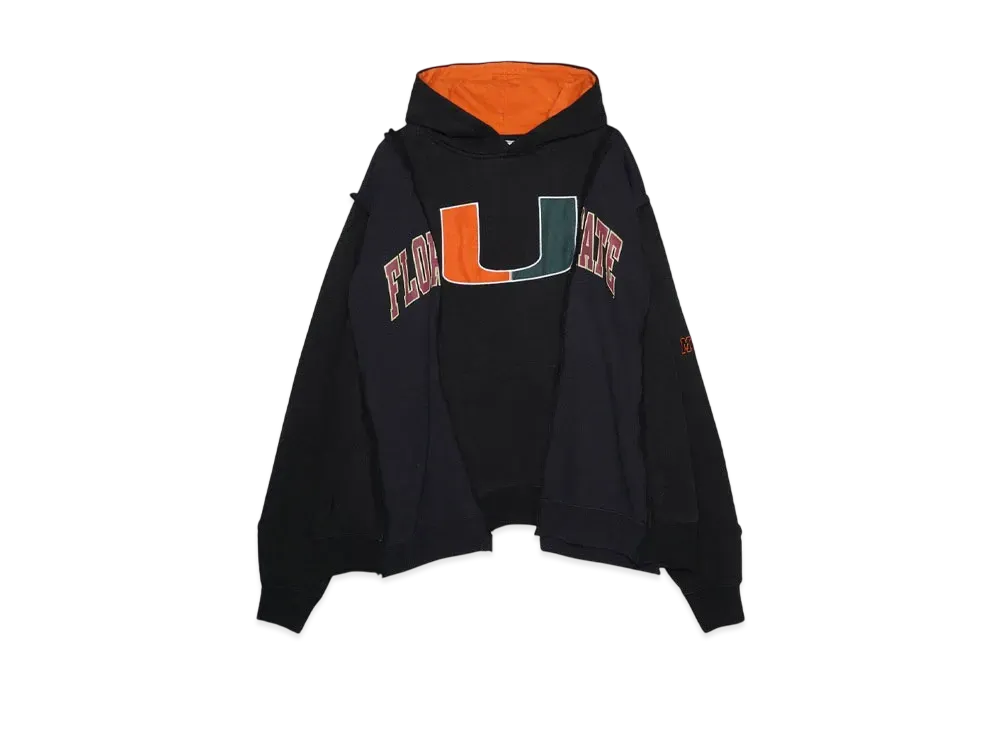 DISCOVERED LOOPING WIDE COLLEGE HOODIE with IRON CROSS CROCHET_ver.01 "BLACK"