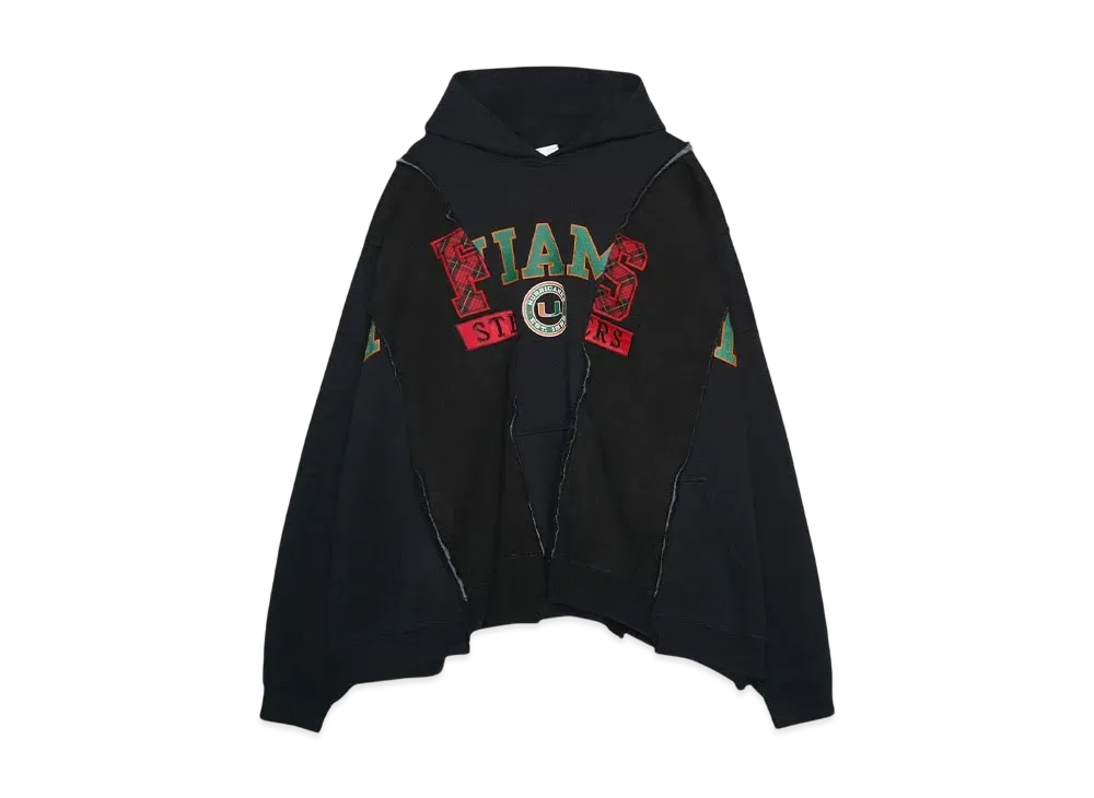 DISCOVERED LOOPING WIDE COLLEGE HOODIE with IRON CROSS CROCHET_ver.02 "BLACK"