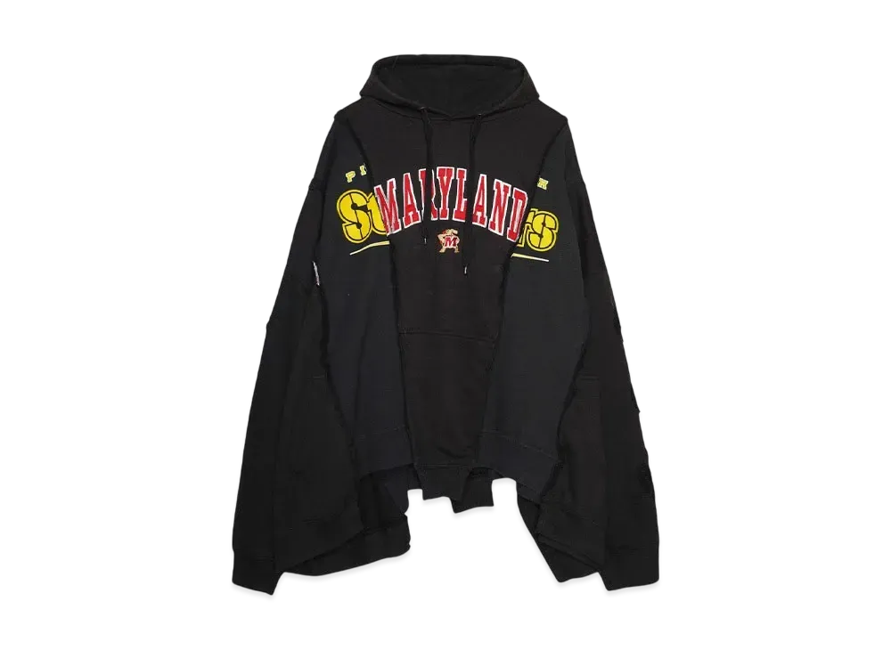 DISCOVERED LOOPING WIDE COLLEGE HOODIE with IRON CROSS CROCHET_ver.03 "BLACK"