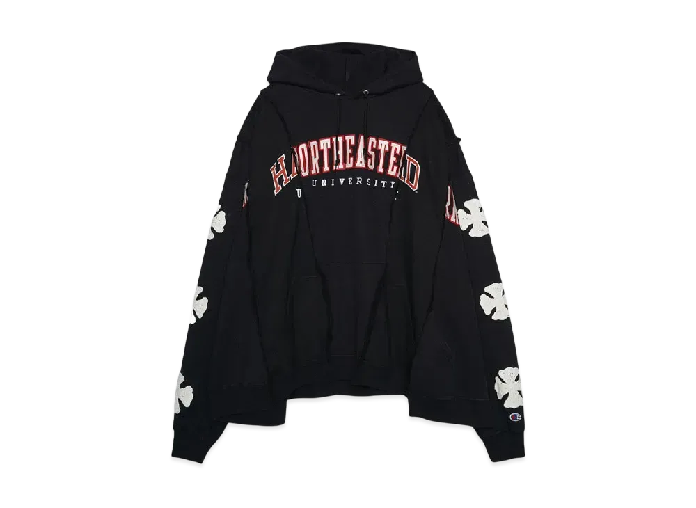 DISCOVERED LOOPING WIDE COLLEGE HOODIE with IRON CROSS CROCHET_ver.03 "WHITE"