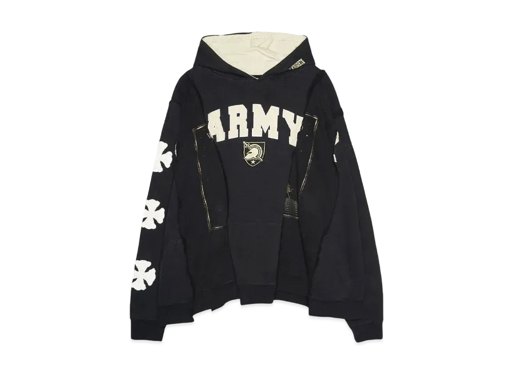 DISCOVERED LOOPING WIDE COLLEGE HOODIE with IRON CROSS CROCHET_ver.03 "WHITE"